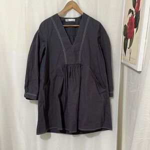 Zara Grey Long Sleeve Oversized Boho Dress a198